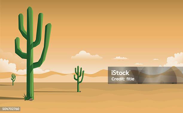 Desert Landscape Stock Illustration - Download Image Now - Desert Area, Cactus, Illustration