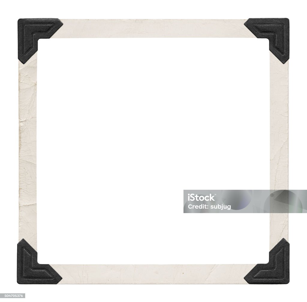 Photo frame with black corners Blank vintage photo frame with black corners isolated on white  (excluding the shadow) Antique Stock Photo