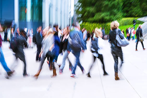 istock Blurred walking People, Business district London 504705958