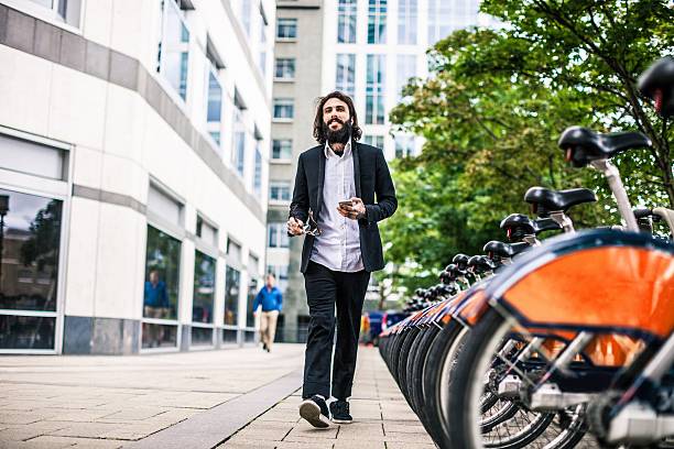 istock Man in business walking in Central London 504708130