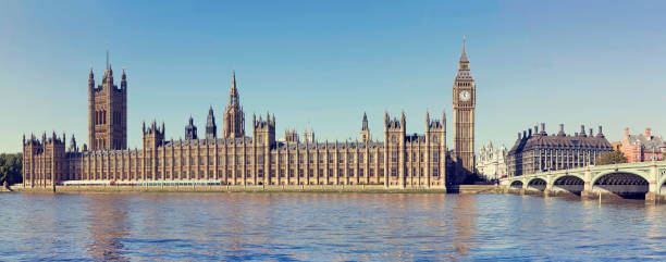 westminster palace panorama - abadía de westminster fotografías e imágenes de stock