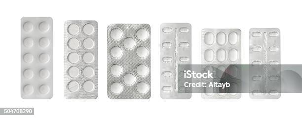 Set Of Pills In A Plastic Blister Package Stock Photo - Download Image Now - Pill, Capsule - Medicine, Medicine