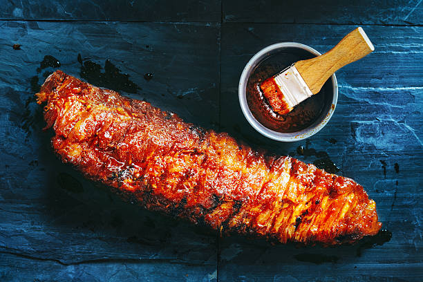 Barbecue pork ribs Barbecue pork ribs in marinade barbeque sauce photos stock pictures, royalty-free photos & images