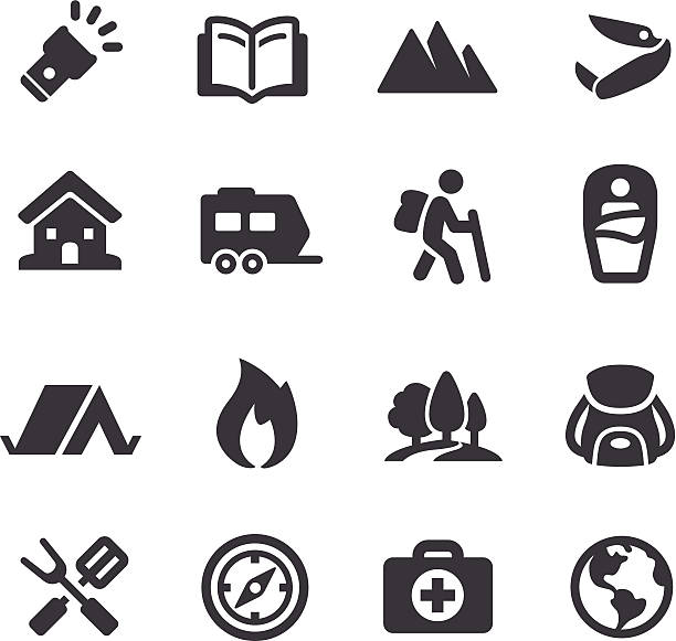 illustrations, cliparts, dessins animés et icônes de en plein air et camping emblèmes-acme series - compass travel symbol planning
