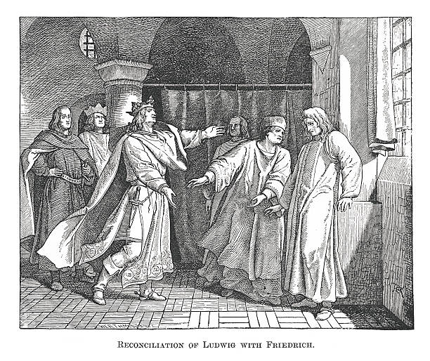istock Reconciliation of Ludwig with Friedrich (antique engraving) 504709523