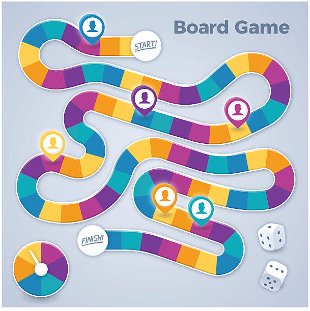 Board Game Boardgame course or path game board concept. EPS 10 file. Transparency effects used on highlight elements. board games stock illustrations