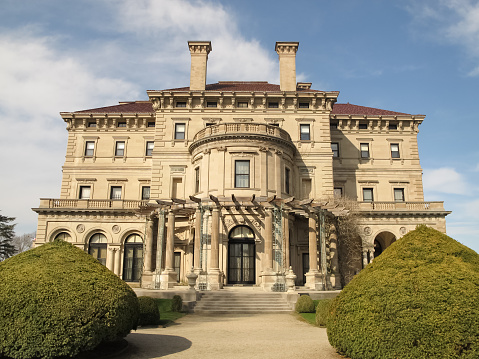 Newport, Rhode Island, USA - April 22, 2015. The Breakers in Newport, RI is the summer home of Vanderbilt family. The house was constructed between 1893 and 1895