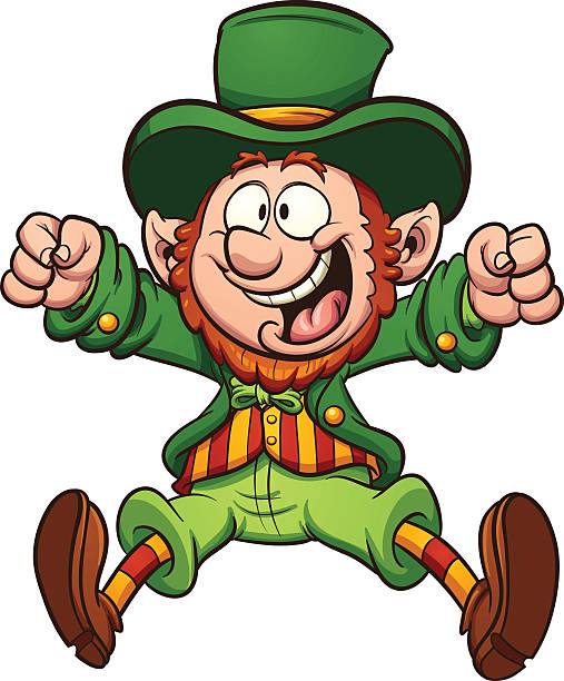 Happy cartoon leprechaun Happy cartoon leprechaun. Vector clip art illustration with simple gradients. All in a single layer.  cute leprechaun stock illustrations