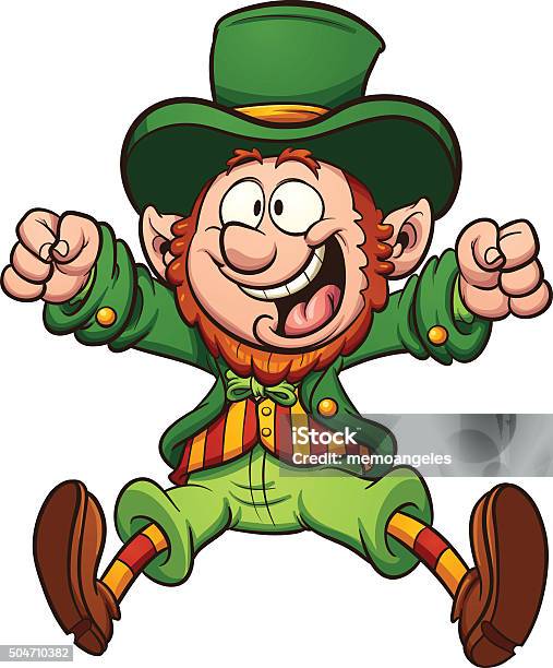 Happy Cartoon Leprechaun Stock Illustration - Download Image Now - Leprechaun, Cut Out, Cartoon