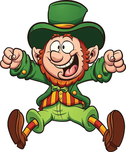 Vector illustration of Happy cartoon leprechaun