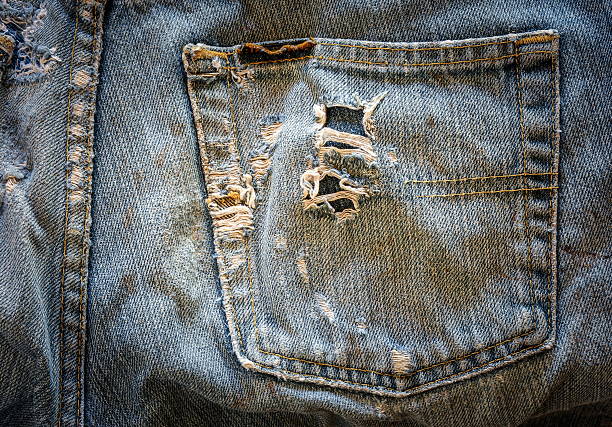 istock Blue jeans rear pocket.Denim wear pocket. 504710546