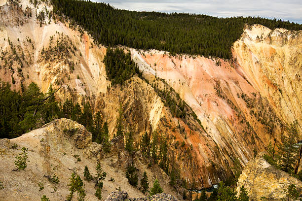 grand canyon de la rivière yellowstone, avec couleurs profondes ravine. - eroded water grand canyon of yellowstone river river photos et images de collection