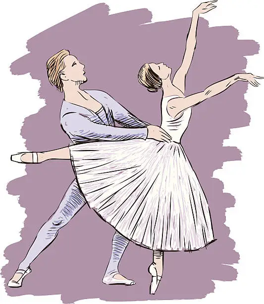 Vector illustration of dancing ballet couple
