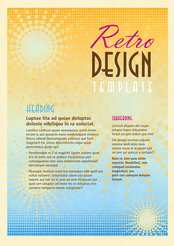 Retro orange and peach presentation template with sample text layout