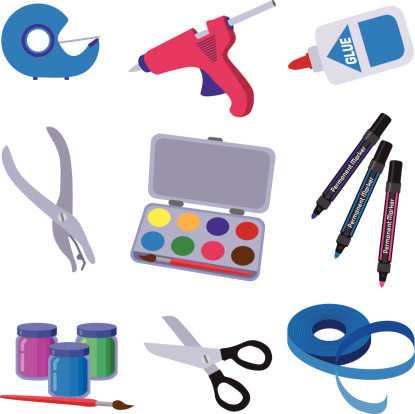 A vector illustration of art and craft supplies.