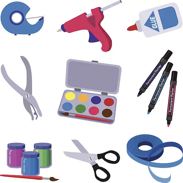 Vector illustration of art and craft supplies