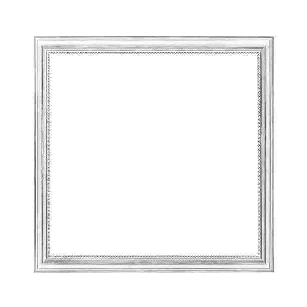 Silver wooden picture frame isolated on white, clipping path included stock photo