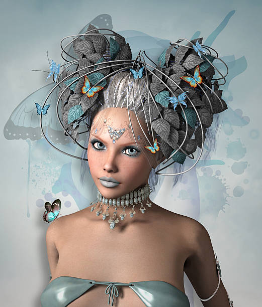 illustrations, cliparts, dessins animés et icônes de bleu des papillons - women nymph hairstyle mythology
