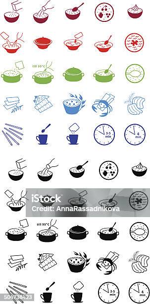 Fast Food Cooking Process Icons Stock Illustration - Download Image Now - Bag, Black Color, Boiling