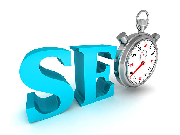 istock seo blue word and stopwatch on white background 504738583