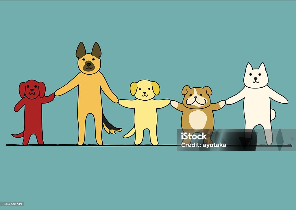 5dogs hand in hand 5dogs hand in hand. Dog stock vector