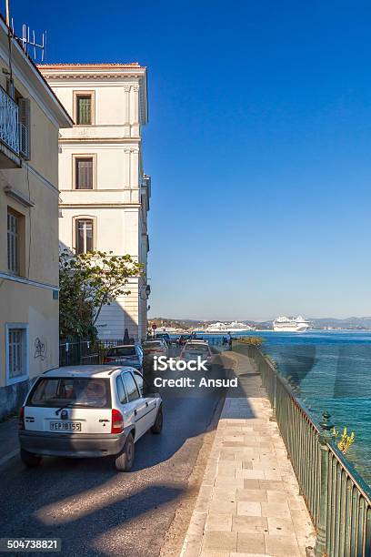 Buildings At Embankment Of Ionian Sea Stock Photo - Download Image Now - Ancient, Antique, Architecture