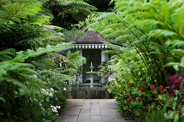 A garden fountain Salazie, Reunion island