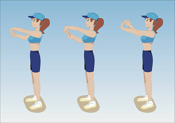 ilustrações, clipart, desenhos animados e ícones de mulher fazendo exercícios de alongamento individual - symbol human bone human joint computer icon