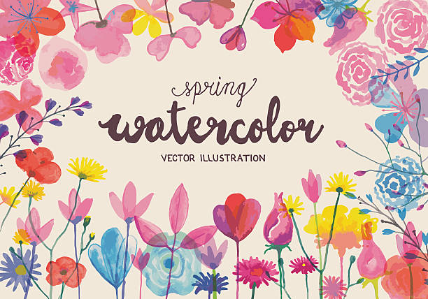 Blooming watercolors Editable vector illustration on layers. petal illustrations stock illustrations
