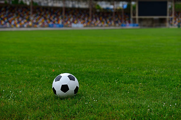 istock Leather soccer ball 504743093