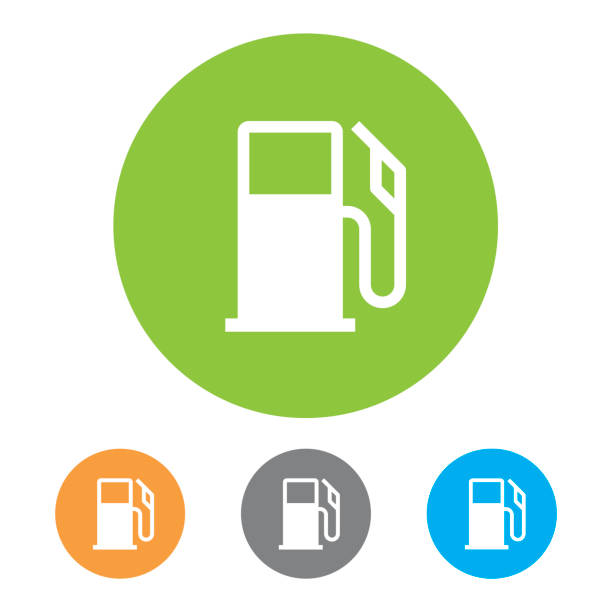 stacja benzynowa ikony. wektor - fuel pump gas station gasoline fossil fuel stock illustrations