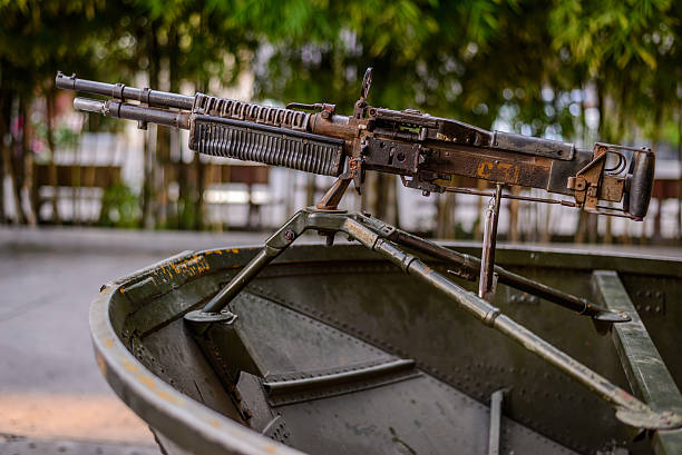 istock Military boat with gun 504743572