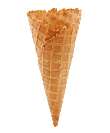 Empty Wafer Ice Cream Cone isolated on white (excluding the shadow)