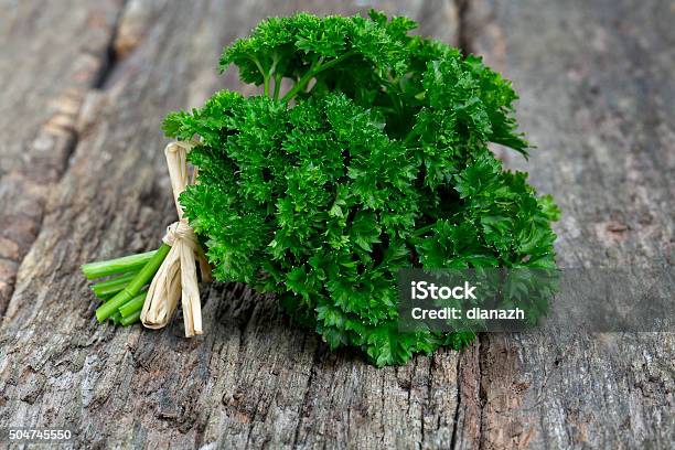 Tied Fresh Parsley Stock Photo - Download Image Now - Arrangement, Backgrounds, Bunch