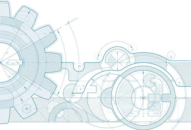 Vector illustration of gear draft background