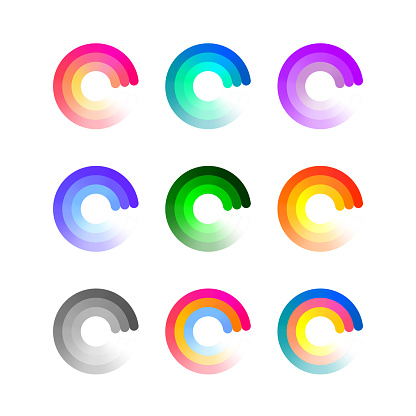 Set of Colorful Round Icons Isolated on White Background. Vector Loading Logo Concept. Business Symbols with Gradient.