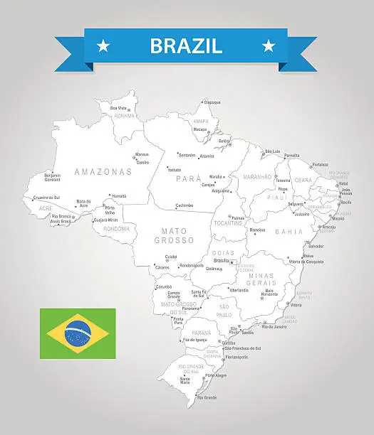 Vector illustration of Brazil - old-fashioned map - Illustration