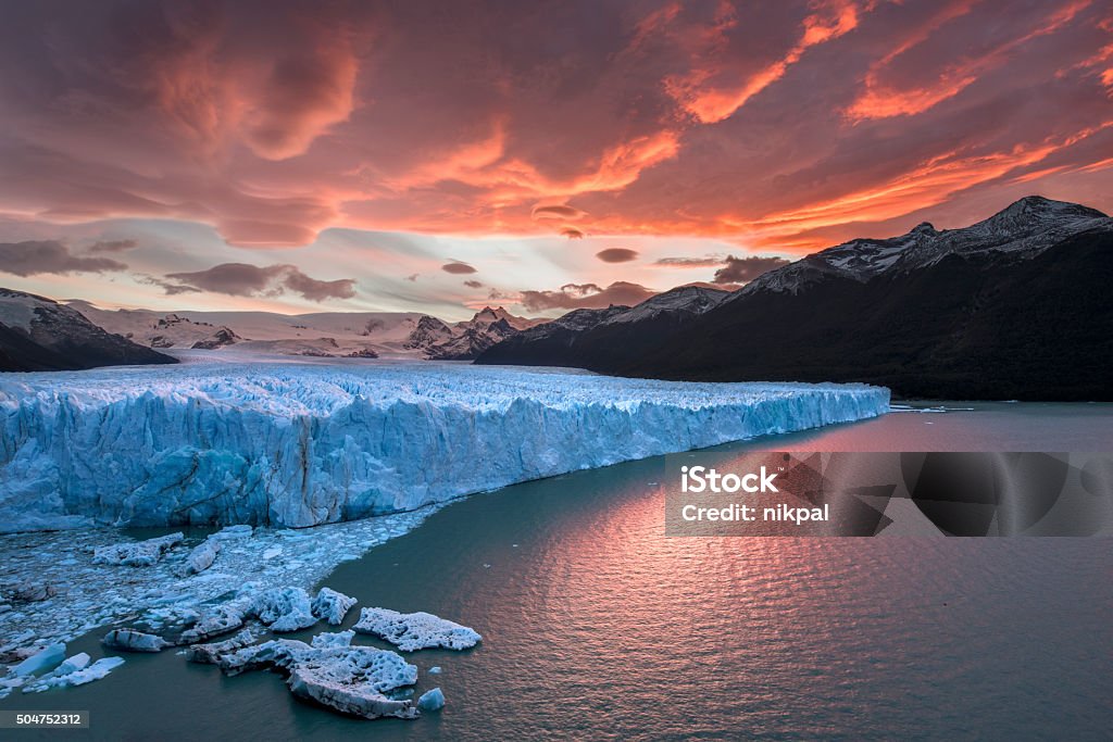 Sunset at Perito Moreno Glacier Sunset at Perito Moreno Glacier - Los Glaciares National Park Argentina Argentina Stock Photo