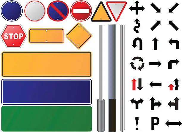 Vector illustration of Set road sign all type,