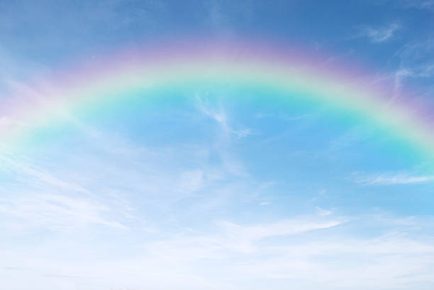 istock rainbow in the clear blue sky after the rain 504756072