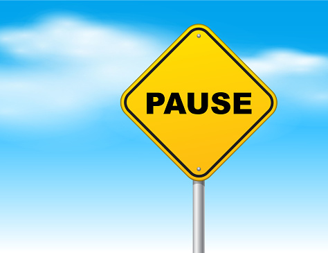 Please Pause Sign Pause Road Sign Stock Illustration - Download Image Now - 2015, Blue ...