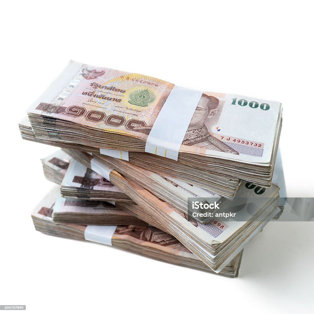 Thai banknotes stacked Thailand Stock Photo