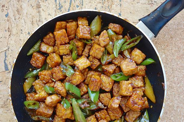 Tempeh Soja-sauce mit Grüner chili – Foto