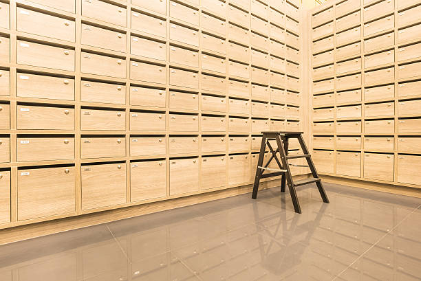 istock Locker wooden MailBoxes postal for keep your information, bills, 504758762