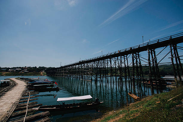 istock Wood bridge (Mon bridge )at sangklaburi 504758890