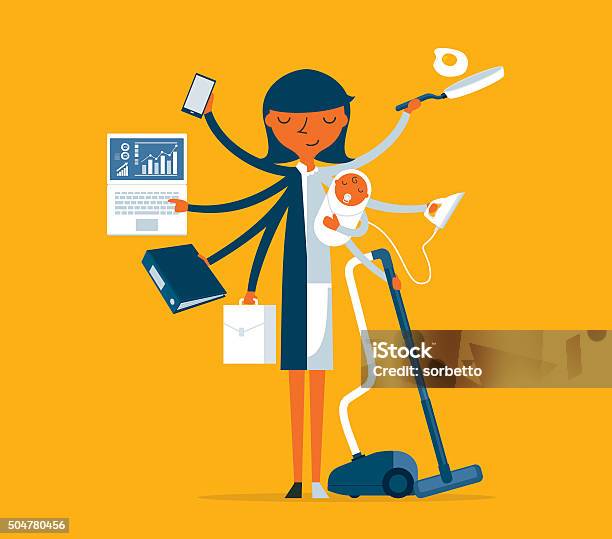 Super Mother Stock Illustration - Download Image Now - Working, Women, Mother