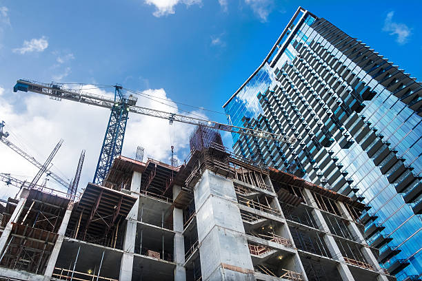 brickell center bauarbeiten - apartment skyscraper florida architecture stock-fotos und bilder