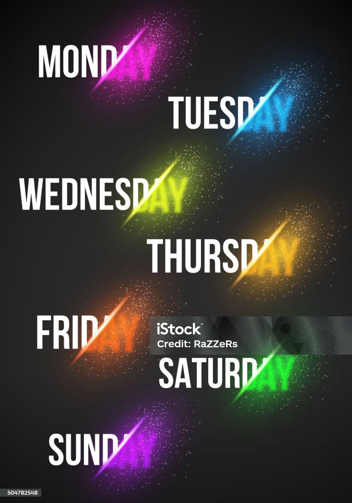 Calendar Week Days With Vector Explosion Effect Eps10 Vector Ca Stock ...