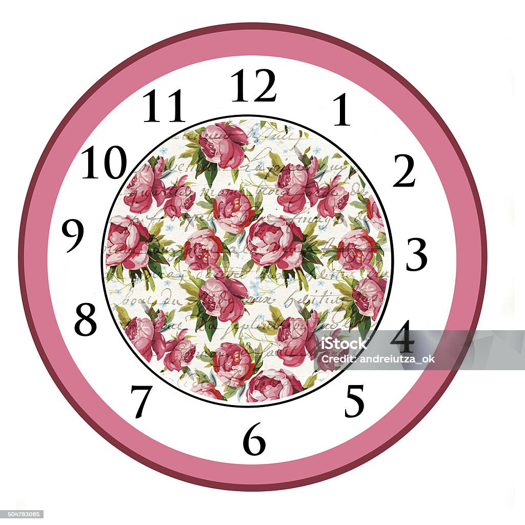 Vintage floral clock design Vintage floral clock design no hands Circle Stock Photo