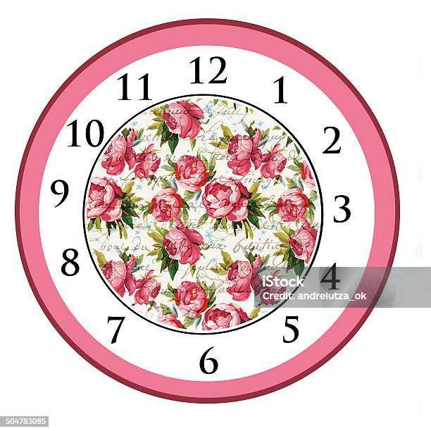 Vintage Floral Clock Design Stock Photo - Download Image Now - Circle, Clock, Clock Face